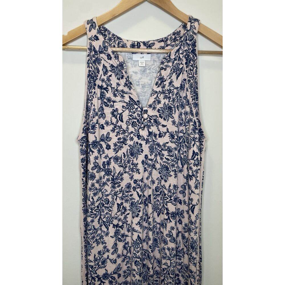 J Jill MP Island Breeze Blush Pink Blue Floral Maxi Dress Fairy Sleeveless Bloom - Picture 4 of 11